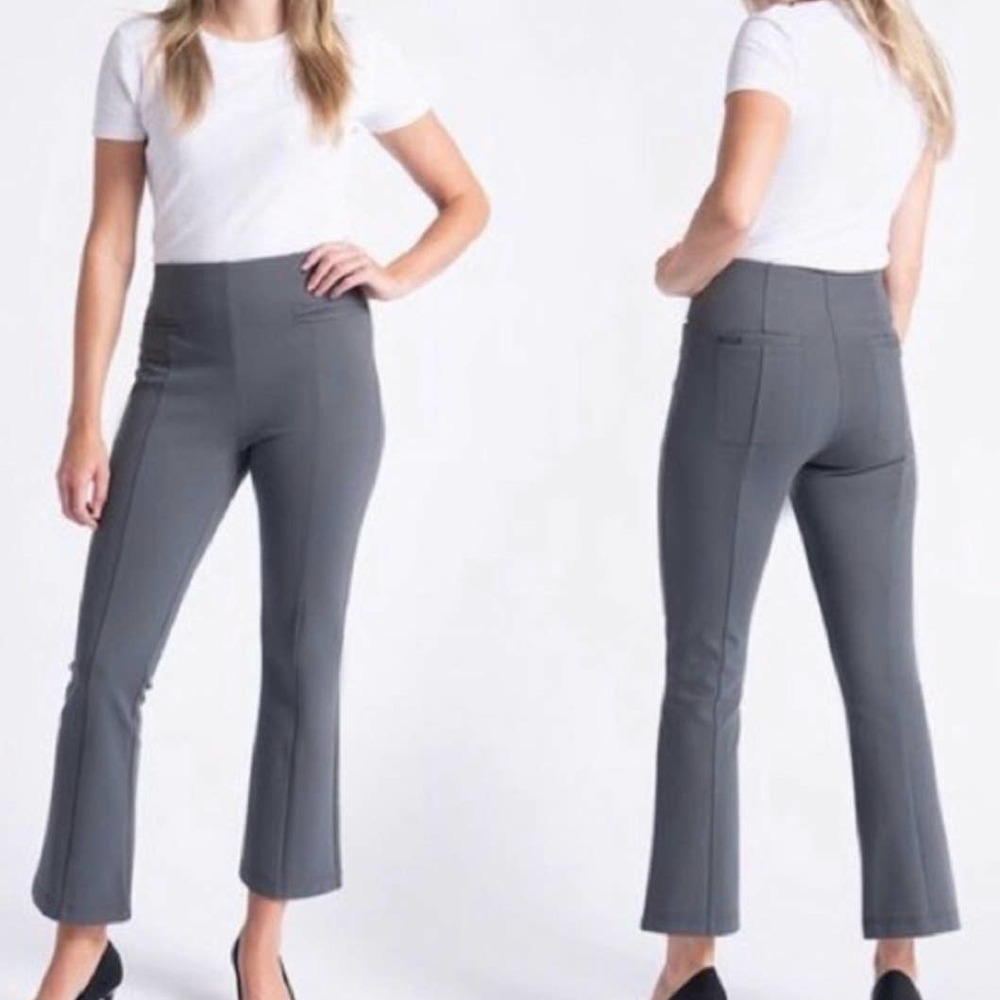Betabrand Boot Cut Crop Pull On Pants S Grey